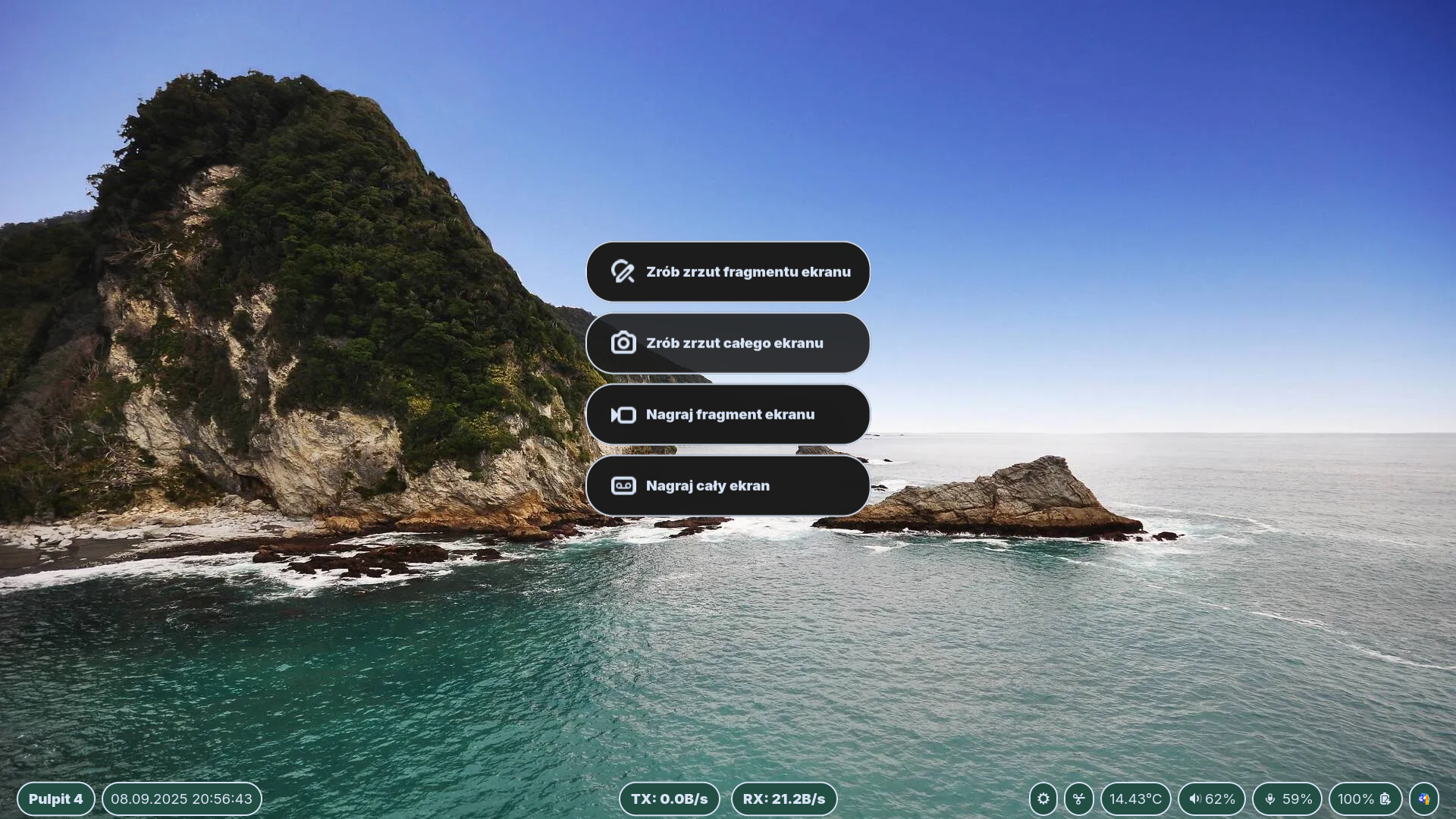 Zrzut ekranu obecnego pulpitu